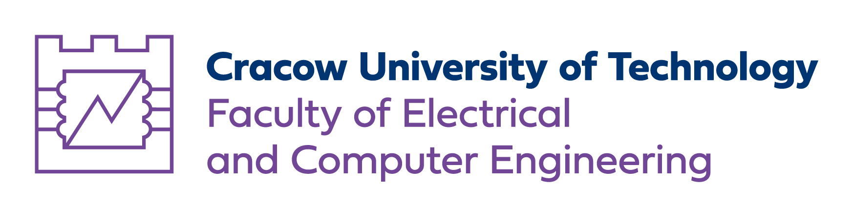 asymetryczne logo Wydziału Inżynierii Elektrycznej i Komputerowej do stosowania samodzielnie lub z sygnetem Politechniki Krakowskiej